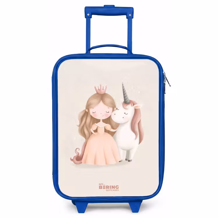 Kinderkoffer Blau - Prinzessin und ein Einhorn in Pastellfarben — 1