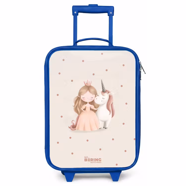 Kinderkoffer Blau - Prinzessin und ein Einhorn in Pastellfarben — 1