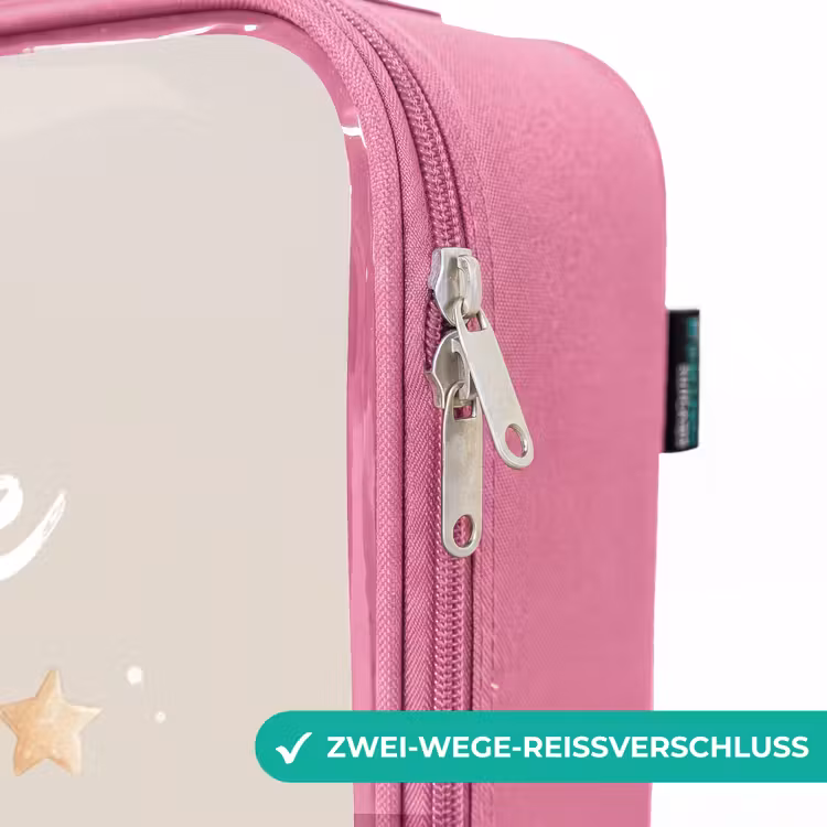 Kinderkoffer Rosa - Beigefarbener Weltraumbär schwebt zwischen den Sternen — 5