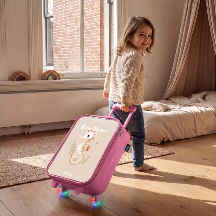 Kinderkoffer Rosa - Rosa Seepferdchen zwischen Meerespflanzen — 2