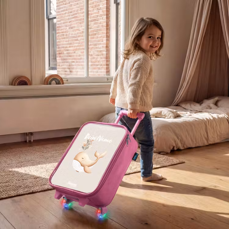 Kinderkoffer Rosa - Walfisch in pastellfarbenen Beigetönen — 2