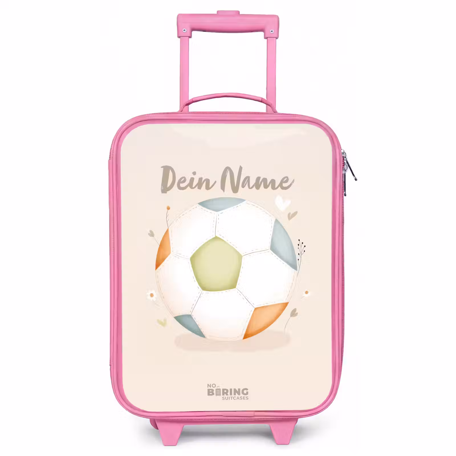 Kinderkoffer Rosa - Fußball in beigefarbenen Pastellfarben — 1