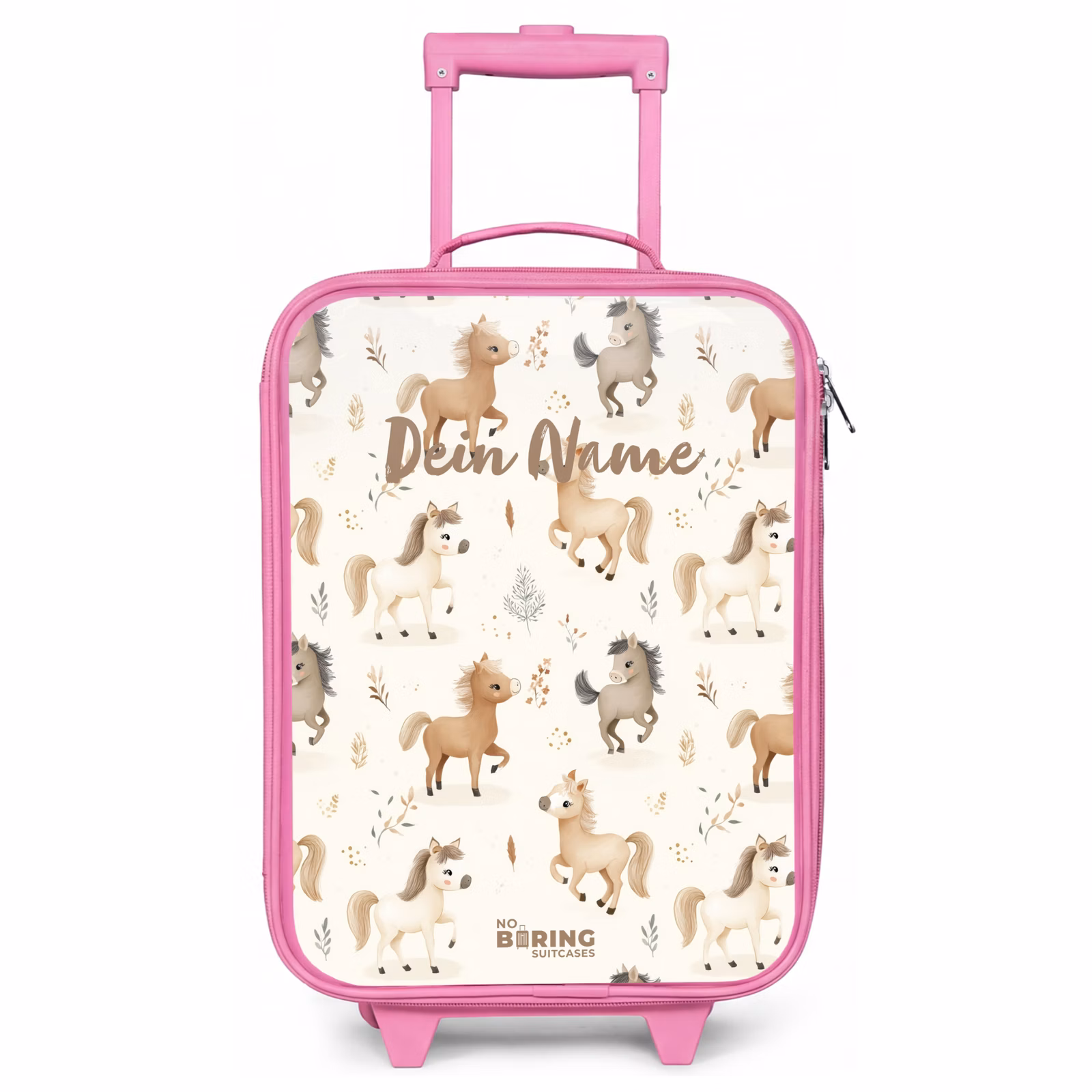 Kinderkoffer Rosa - Muster der Fohlen in den Farben beige und braun — 1