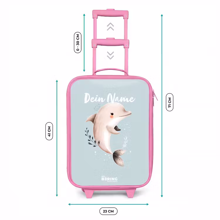 Kinderkoffer Rosa - Beigefarbener Delphin in blauem Wasser — 7