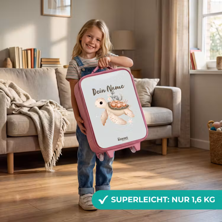 Kinderkoffer Rosa - Braune Meeresschildkröte in pastellfarbener Unterwasserwelt — 3