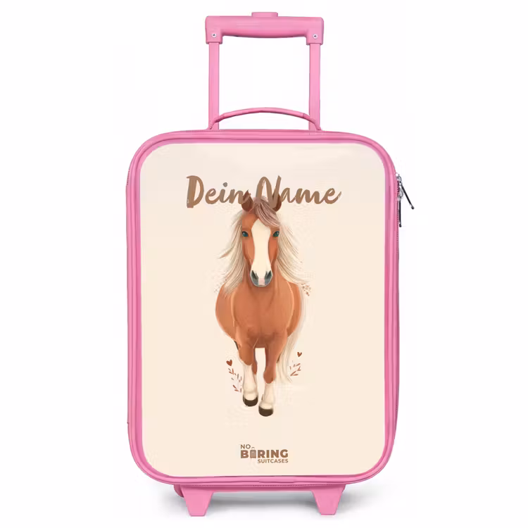 Kinderkoffer Rosa - Braunes Pferd im Galopp — 1