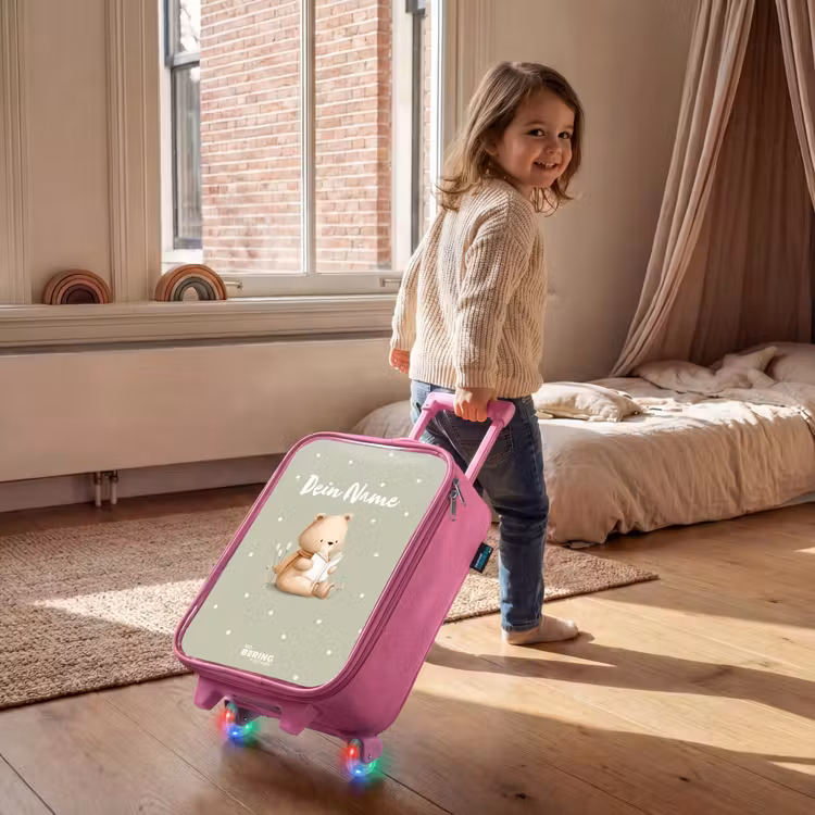 Kinderkoffer Rosa - Ein Braunbär liest ein Buch - Grün — 2