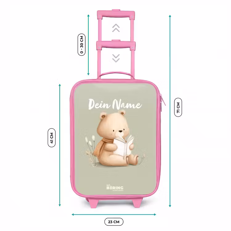 Kinderkoffer Rosa - Ein Braunbär mit einem Buch - Grün — 7