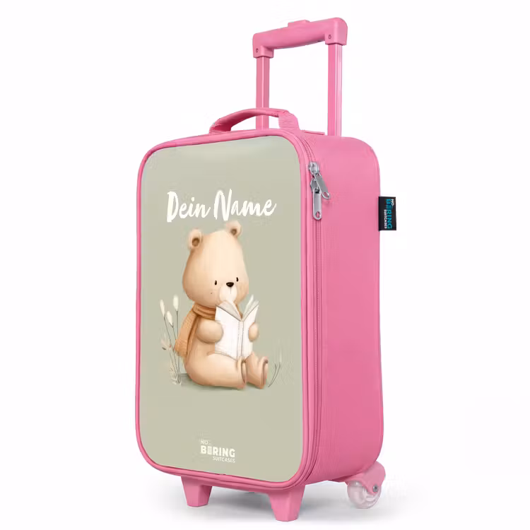 Kinderkoffer Rosa - Ein Braunbär mit einem Buch - Grün — 8