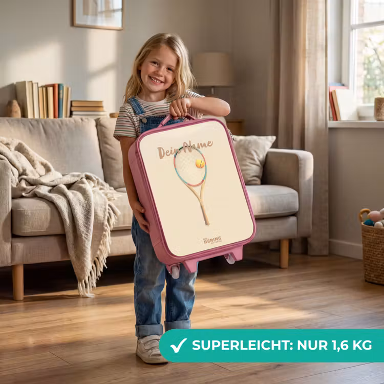 Kinderkoffer Rosa - Ein Tennisschläger in Beigetönen — 3