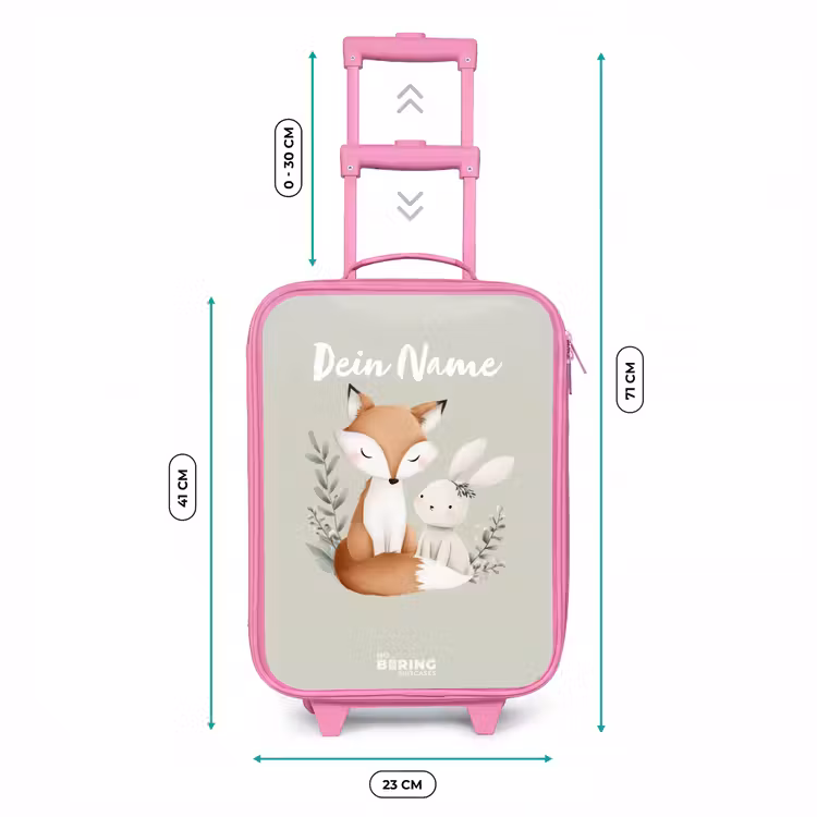 Kinderkoffer Rosa - Fuchs und Kaninchen umgeben von grünen Blättern — 7