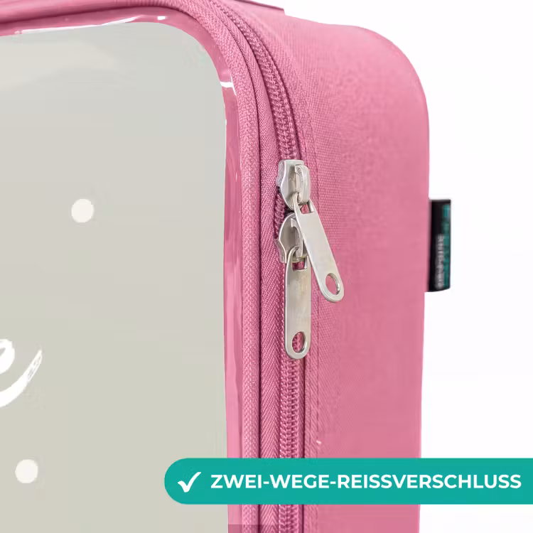 Kinderkoffer Rosa - Fuchs und Kaninchen umgeben von grünen Blättern und Punkten — 5