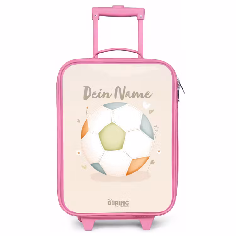 Kinderkoffer Rosa - Fußball in beigefarbenen Pastellfarben — 1