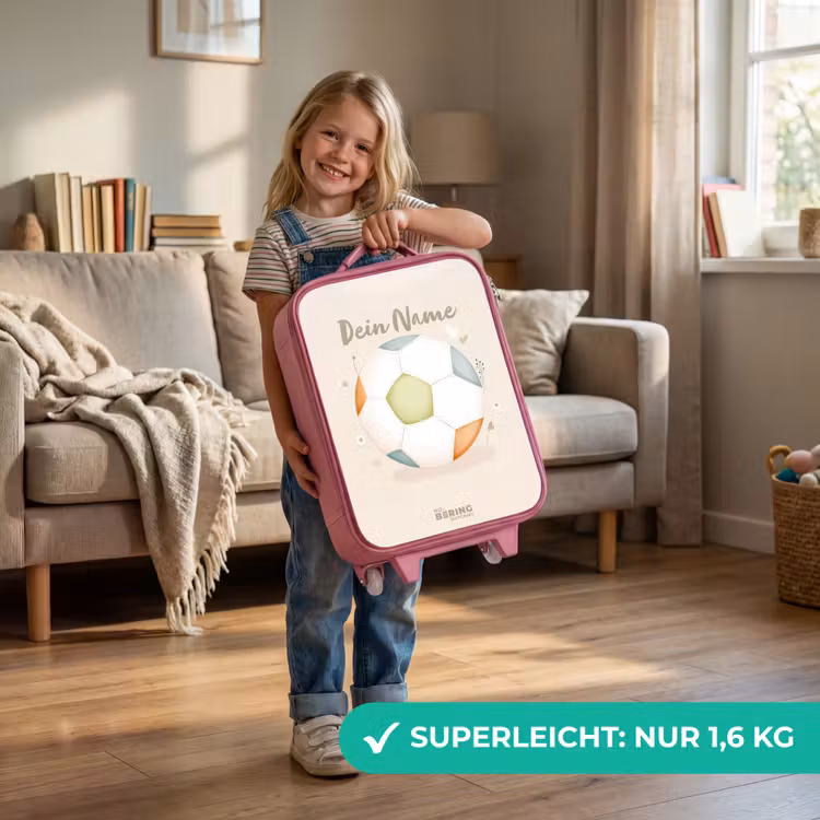 Kinderkoffer Rosa - Fußball in beigefarbenen Pastellfarben — 3