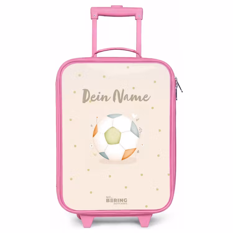 Kinderkoffer Rosa - Fußball in beigefarbenen Pastellfarben — 1