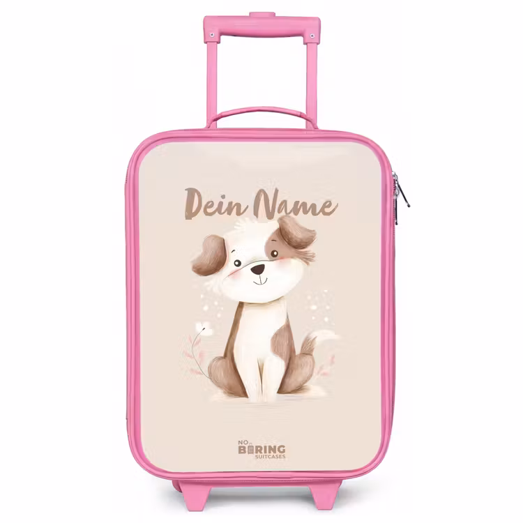 Kinderkoffer Rosa - Hund in Braun und Beige — 1