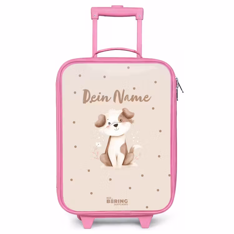 Kinderkoffer Rosa - Hundewelpe umgeben von braunen Punkten — 1