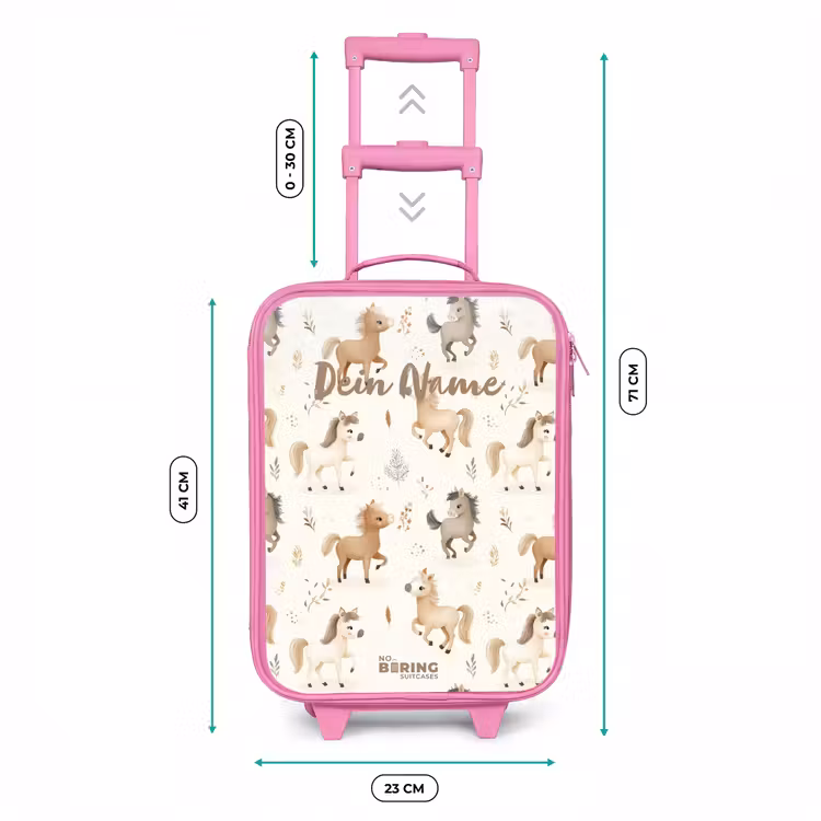 Kinderkoffer Rosa - Muster der Fohlen in den Farben beige und braun — 7