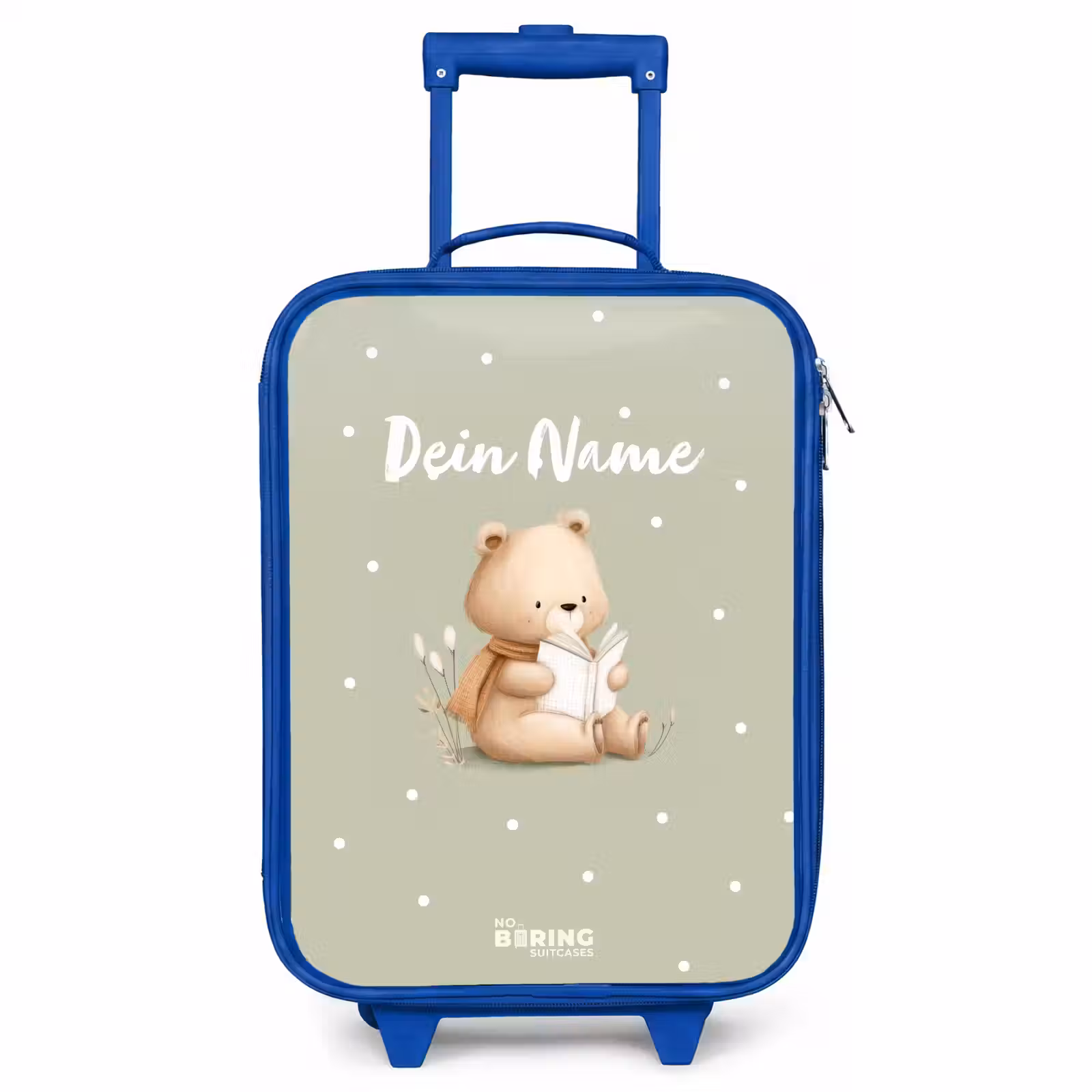 Kinderkoffer Blau - Ein Braunbär liest ein Buch - Grün — 1
