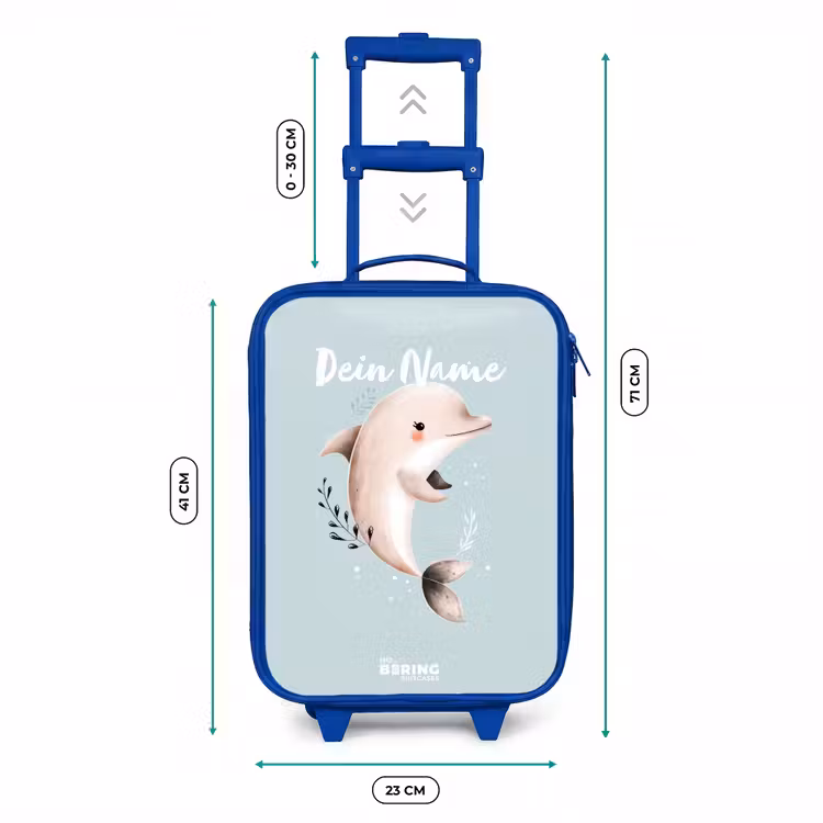Kinderkoffer Blau - Beigefarbener Delphin in blauem Wasser — 7
