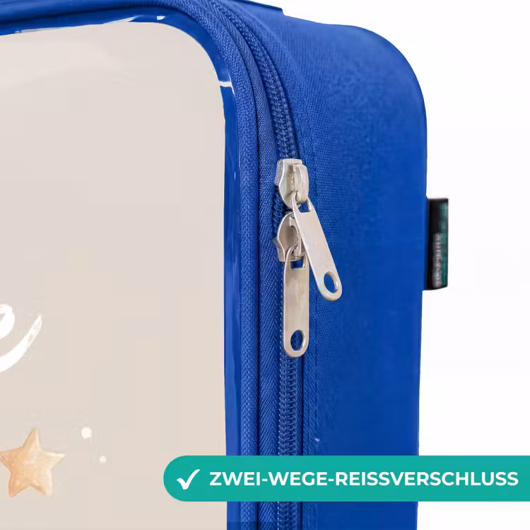 Kinderkoffer Blau - Beigefarbener Weltraumbär schwebt zwischen den Sternen — 5