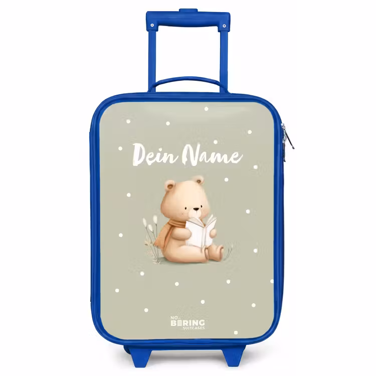 Kinderkoffer Blau - Ein Braunbär liest ein Buch - Grün — 1