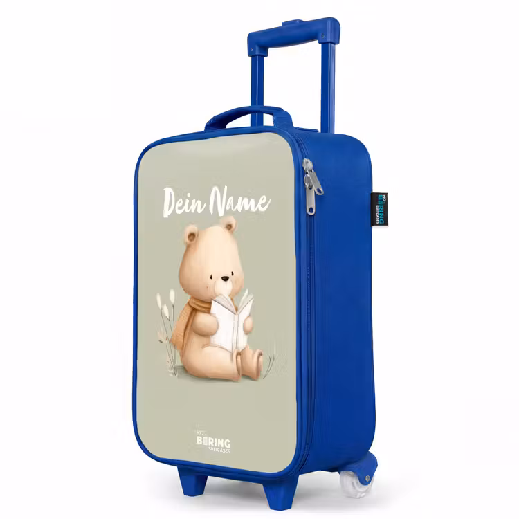 Kinderkoffer Blau - Ein Braunbär mit einem Buch - Grün — 8