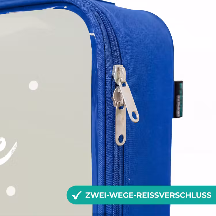 Kinderkoffer Blau - Fuchs und Kaninchen umgeben von grünen Blättern und Punkten — 5