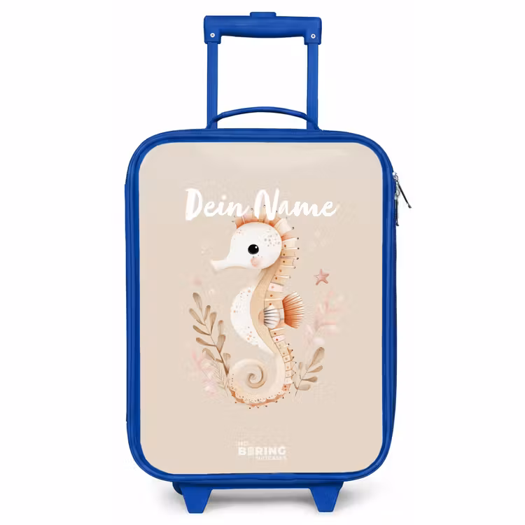Kinderkoffer Blau - Rosa Seepferdchen zwischen Meerespflanzen — 1