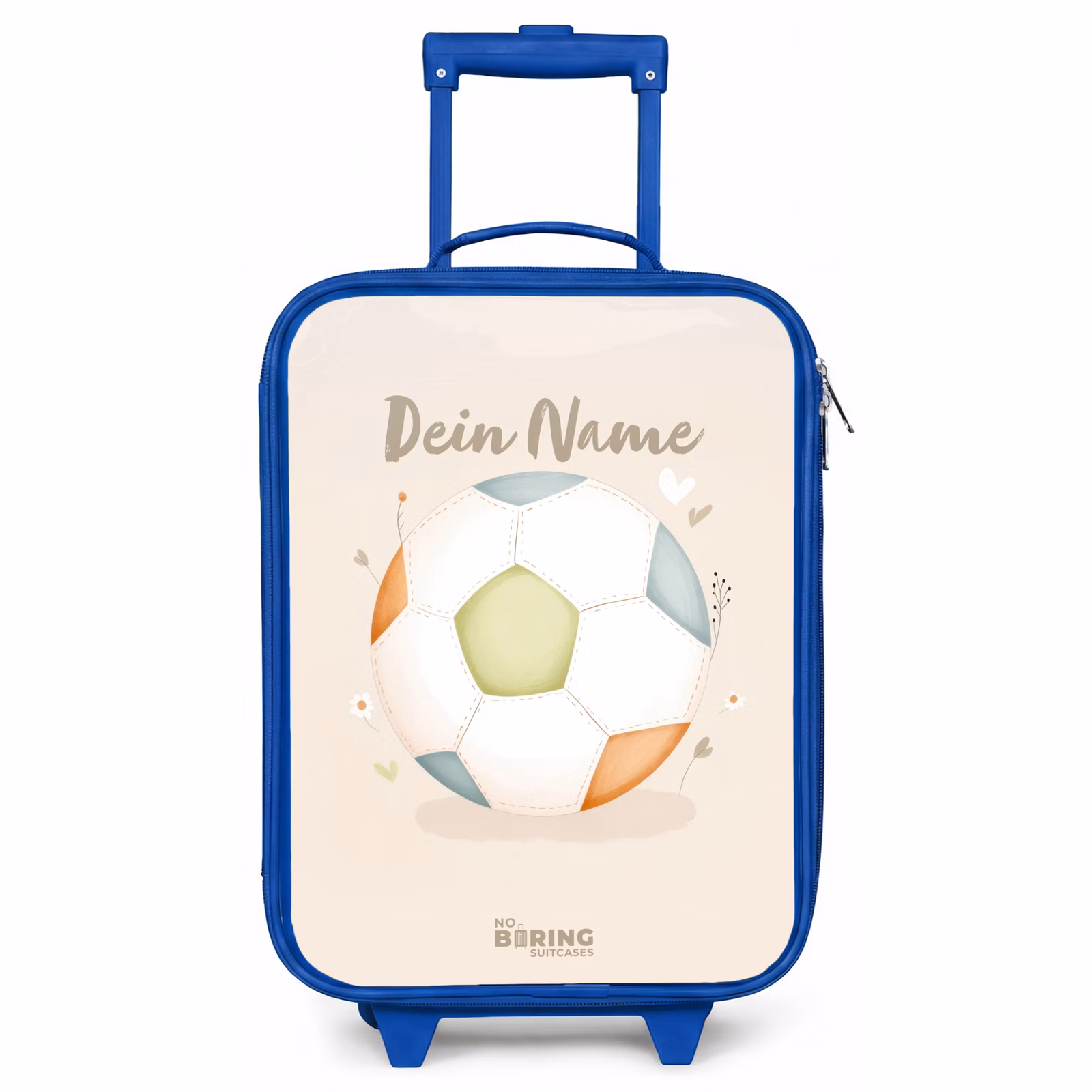 Kinderkoffer Blau - Fußball in beigefarbenen Pastellfarben — 1
