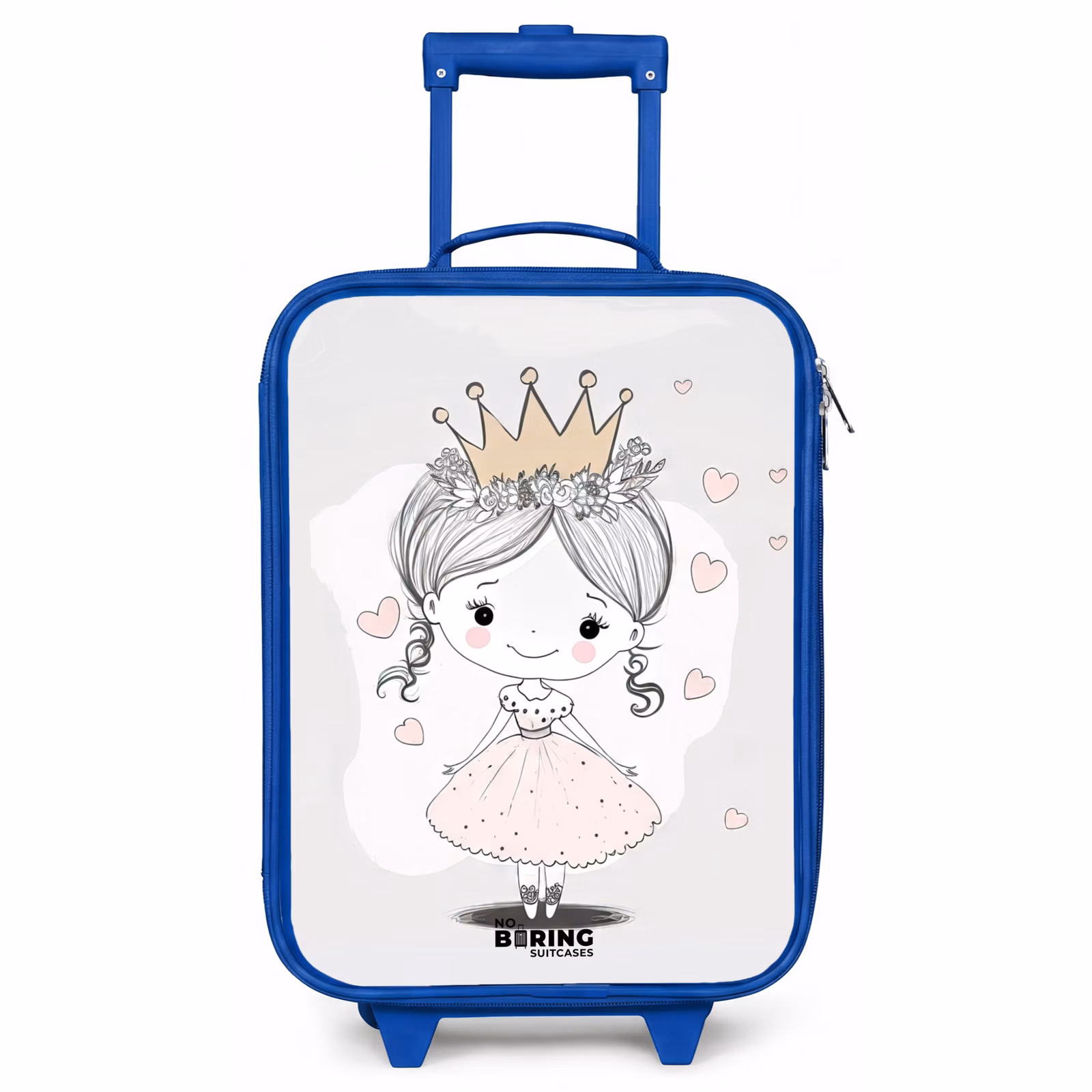 Kinderkoffer Blau - Prinzessin mit Krone und rosa Herzen — 1