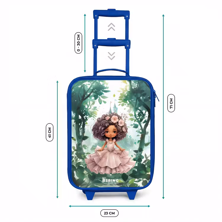 Kinderkoffer Blau - Mädchen mit dunklen Locken im Wald — 7