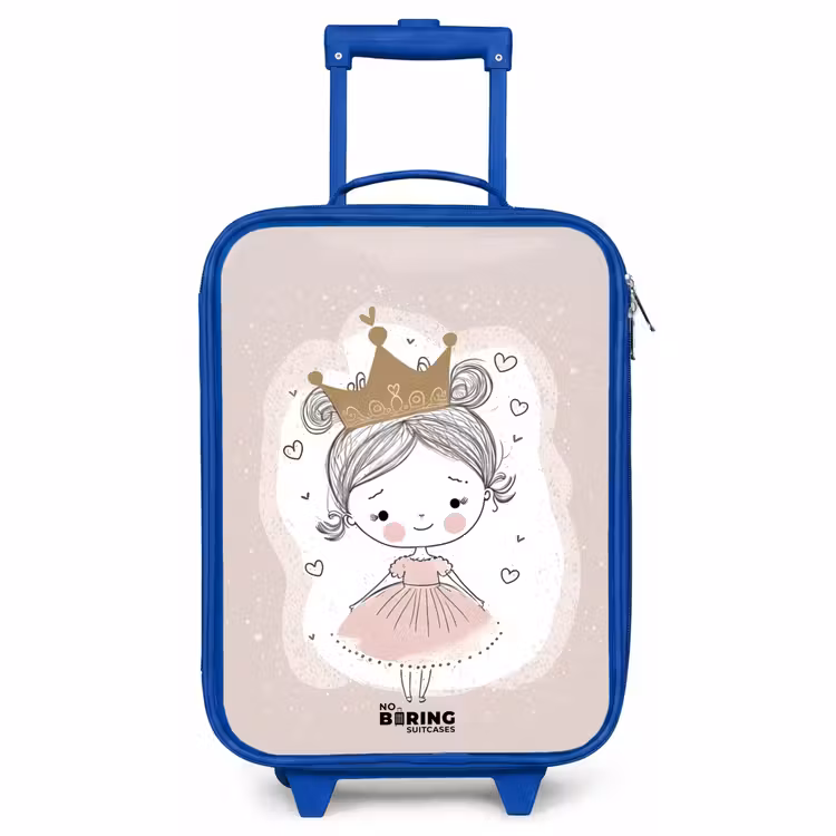 Kinderkoffer Blau - Prinzessin auf farbigem Hintergrund mit Herzen — 1