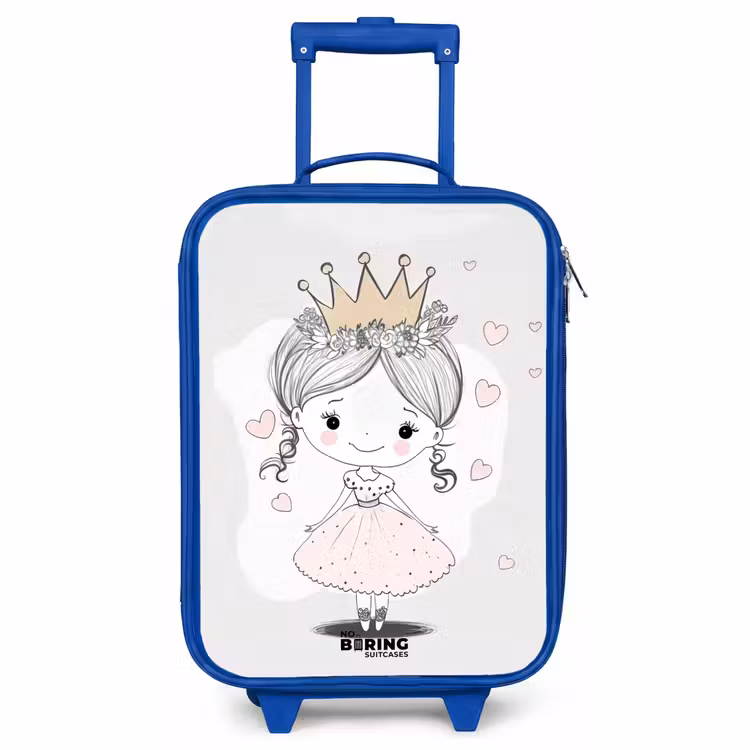Kinderkoffer Blau - Prinzessin mit Krone und rosa Herzen — 1
