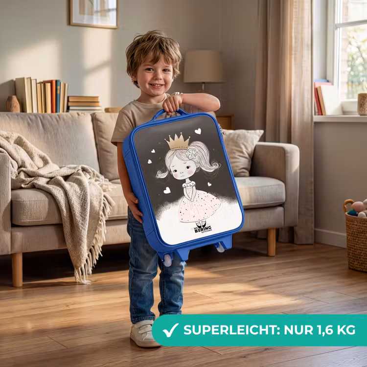 Kinderkoffer Blau - Schüchterne Prinzessin mit Blume — 3