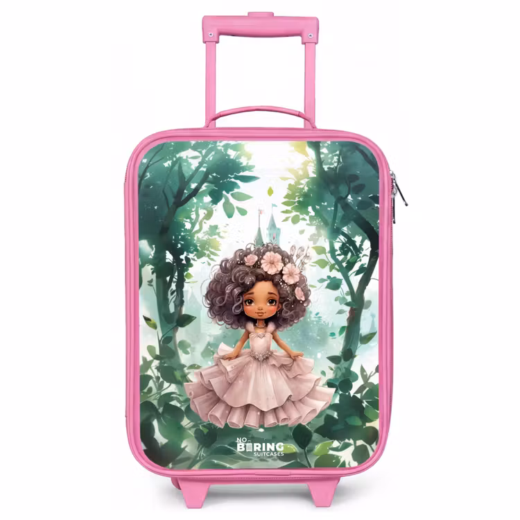 Kinderkoffer Rosa - Mädchen mit dunklen Locken im Wald — 1