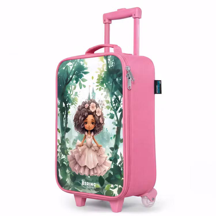 Kinderkoffer Rosa - Mädchen mit dunklen Locken im Wald — 8
