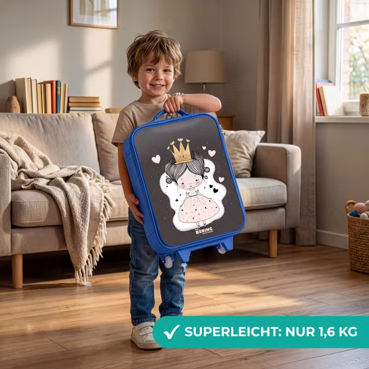 Kinderkoffer Blau - Kleine Prinzessin auf schwarzem Hintergrund — 3