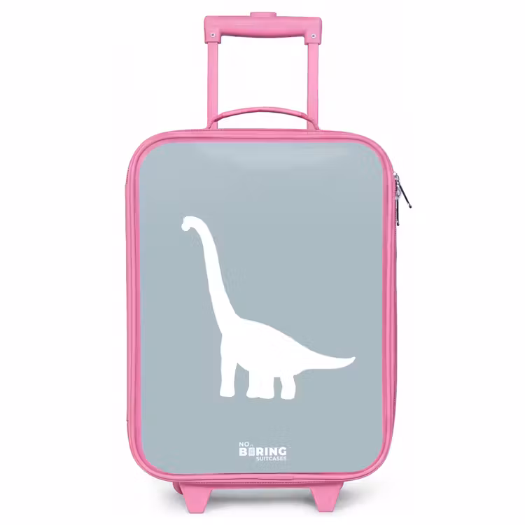 Kinderkoffer Rosa - Blau mit Brachiosaurus-Dino — 1