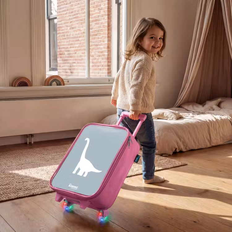 Kinderkoffer Rosa - Blau mit Brachiosaurus-Dino — 2