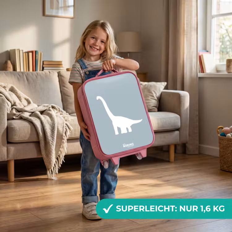 Kinderkoffer Rosa - Blau mit Brachiosaurus-Dino — 3