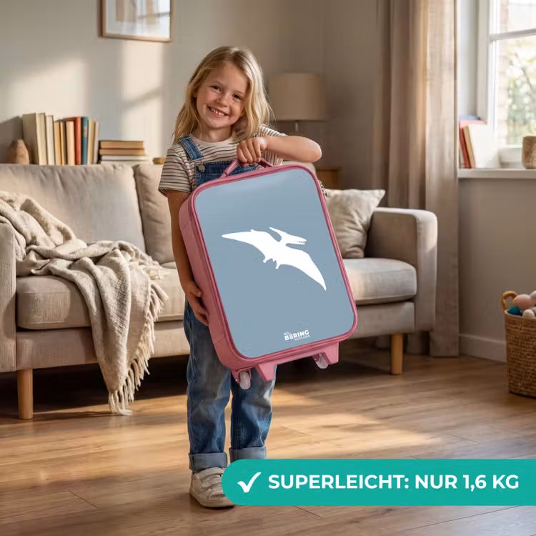 Kinderkoffer Rosa - Blau mit Pteranodon-Dino — 3