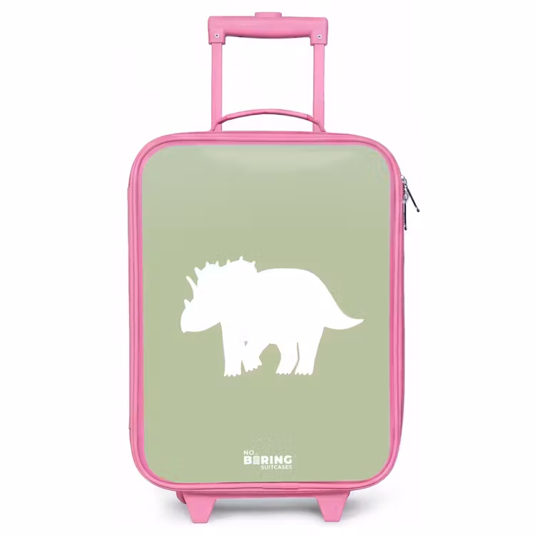 Kinderkoffer Rosa - Grün mit Triceratops-Dino — 1