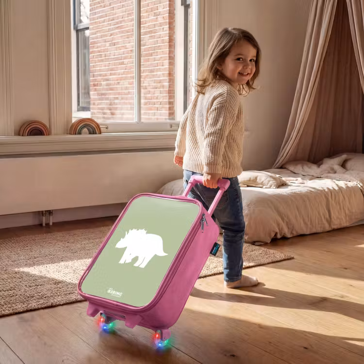 Kinderkoffer Rosa - Grün mit Triceratops-Dino — 2