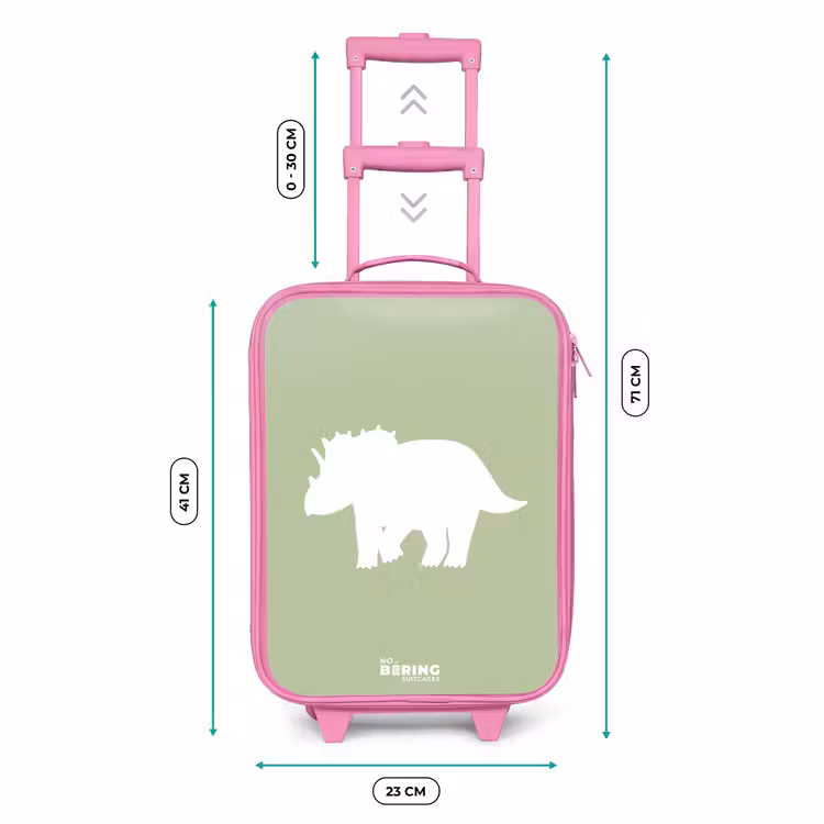 Kinderkoffer Rosa - Grün mit Triceratops-Dino — 7