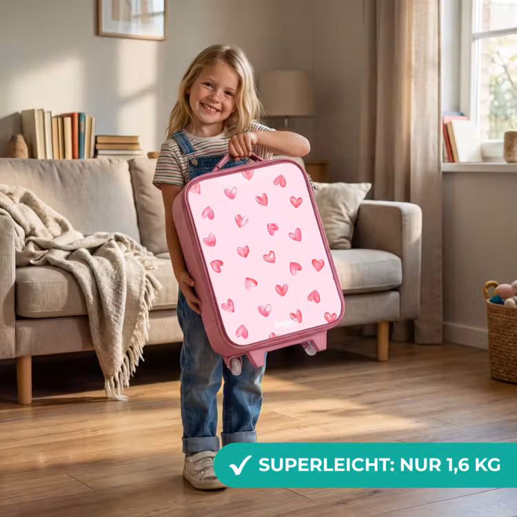 Kinderkoffer Rosa - Rosa Herzen — 3