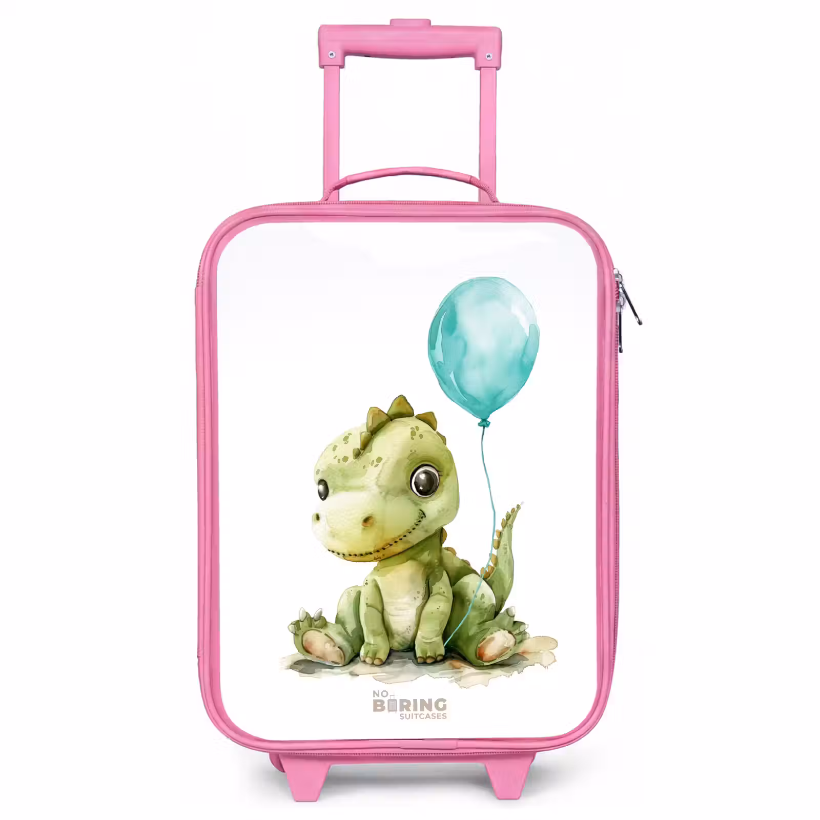 Kinderkoffer Rosa - Dino mit blauem Ballon — 1