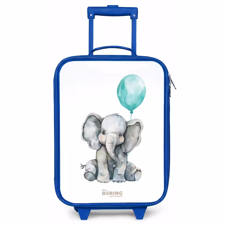 Kinderkoffer Blau - Elefant mit blauem Luftballon — 1