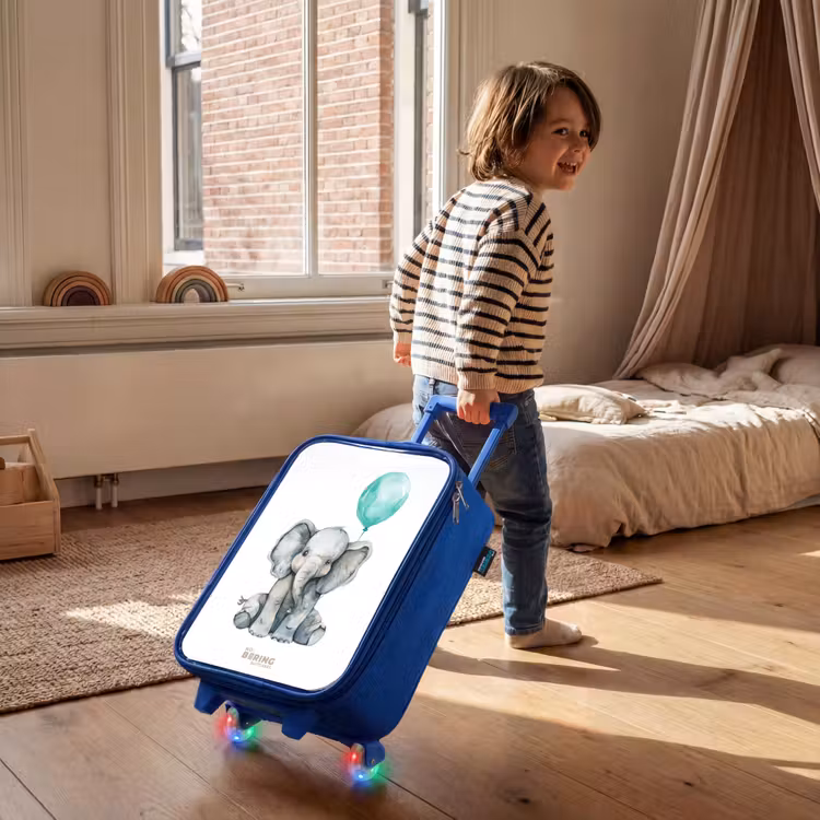 Kinderkoffer Blau - Elefant mit blauem Luftballon — 2
