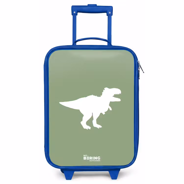 Kinderkoffer Blau - Grün mit T-Rex-Dino — 1